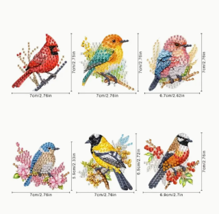 Preview: Diamond Painting Kühlschrankmagnete Vögel